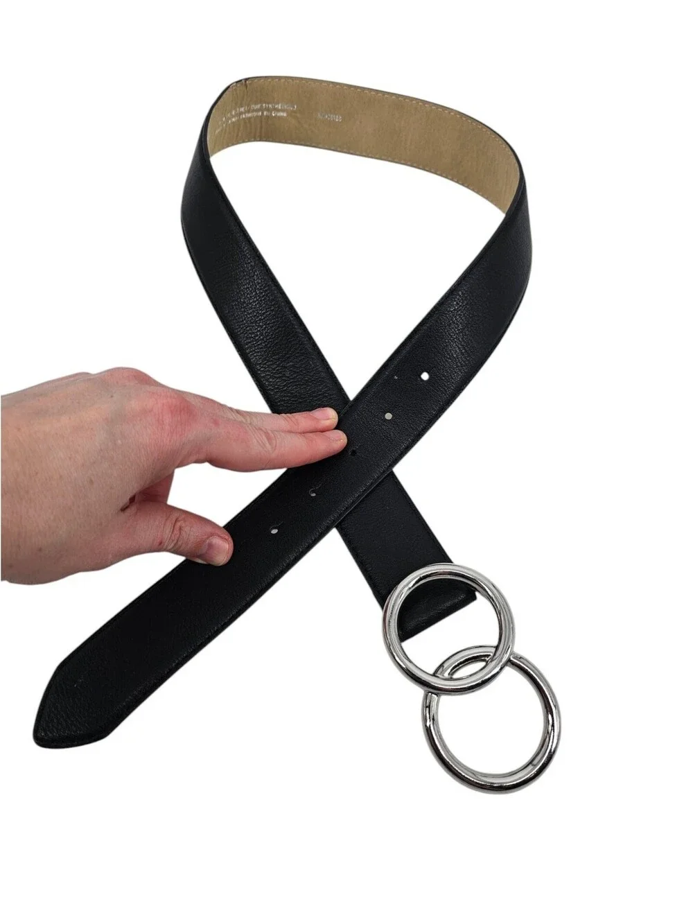 Vintage Y2K Express Womens Sz XS Black Belt w/ Hoop Silver Buckle